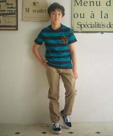 J.PRESS KIDS 【110-130cm】ボーダーJPサガラ刺繍 Ｔシャツ