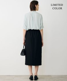 ICB L 【先行予約・WEB限定カラーあり】BackSatinAmunzen 5分袖バンドカラーブラウス