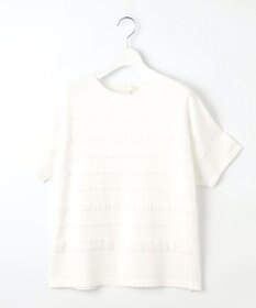 自由区 S 【接触冷感・UVカット・洗える】クレープストレッチボーダー ニット