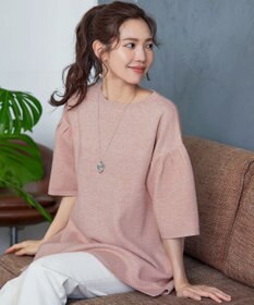 Tiaclasse L 【洗える】タックベルスリーブニットチュニック