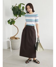 Green Parks 綿麻混バックルベルト付タイトスカート