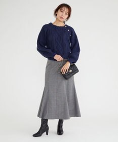 Feroux 【洗える】金釦ケーブル ニット