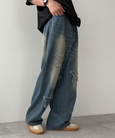 WEGO スターモチーフオーバーダイバギーパンツ