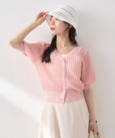 earth music&ecology シアーチェックカーディガン