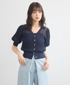 earth music&ecology シアーチェックカーディガン