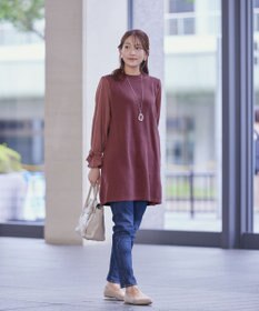 Tiaclasse L 【洗える】ボリュームリボン袖ニットコンビチュニック