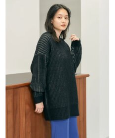 AMERICAN HOLIC バイカラー片畦ニットチュニック