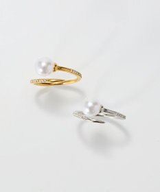 Phoebe 【金属アレルギー対応】ドローラップパールビジューリング　ゴールド