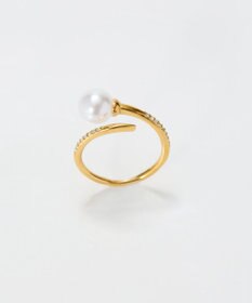 Phoebe 【金属アレルギー対応】ドローラップパールビジューリング　ゴールド