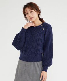 Feroux 【洗える】金釦ケーブル ニット