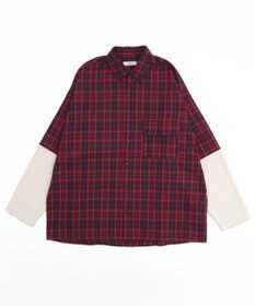WEGO 【ユニセックス着用ITEM/MLサイズ展開】チェックレイヤードシャツ（LS）