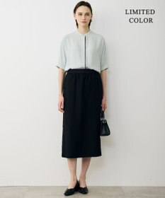 ICB L 【先行予約・WEB限定カラーあり】BackSatinAmunzen 5分袖バンドカラーブラウス