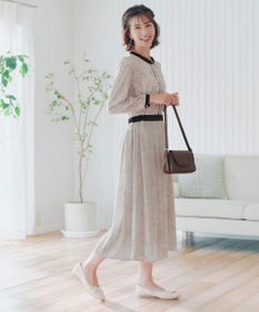 Tiaclasse L 【安田美沙子さん着用・新色/XSサイズ追加・洗える】フラワープリント配色ワンピース