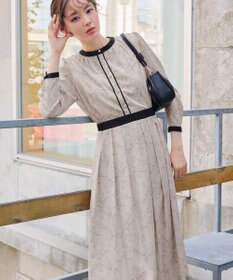 Tiaclasse L 【安田美沙子さん着用・新色/XSサイズ追加・洗える】フラワープリント配色ワンピース