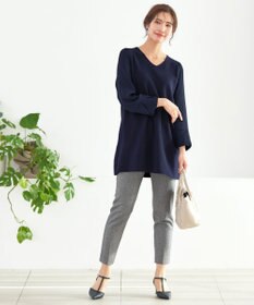 Tiaclasse 【洗える】タック袖コンビニットチュニック