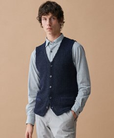 JOSEPH ABBOUD 【エコ素材和紙使用・日本素材】和紙杢メッシュクルーネック ニットジレ