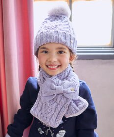 ANY KIDS ケーブルニットマフラー ラベンダー