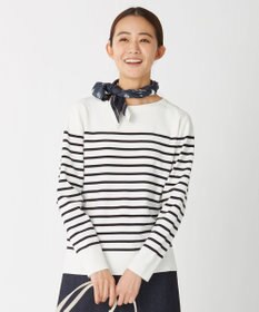 J.PRESS LADIES 【洗える】KATE パネルボーダー ボートネック ニット