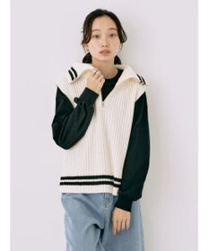 earth music&ecology ハーフジップニットベスト