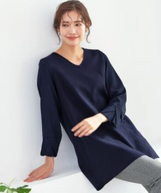 Tiaclasse 【洗える】タック袖コンビニットチュニック