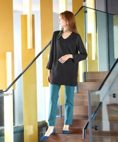 Tiaclasse 【洗える】タック袖コンビニットチュニック