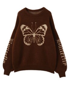 WEGO モチーフグラフィックフラッフィーニットプルオーバー