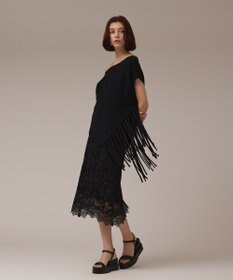 GRACE CONTINENTAL フリンジイレヘムニットトップ