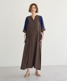 YECCA VECCA 配色デザインシャツワンピース
