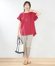 ANY 【洗える】ライトリネンクロスフレアスリーブ ブラウス