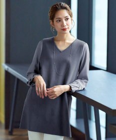 Tiaclasse 【洗える】タック袖コンビニットチュニック