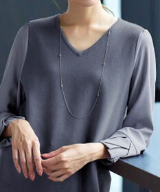 Tiaclasse 【洗える】タック袖コンビニットチュニック