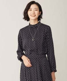 J.PRESS LADIES S 【洗える】ピーチサテン 幾何プリント ブラウス