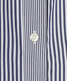 J.PRESS LADIES 【洗える】 コンパクトコットン ストライプ バンドカラー ブラウス