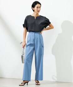 ICB 【UVカット・吸水速乾・洗える】シェルタリングドライサテン  ワイドストレートカーゴパンツ