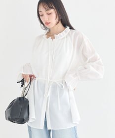 earth music&ecology 【イージーケア】TRキュプラダブルボタンフリルシャツ