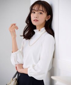 組曲 【KUMIKYOKU NAVY】ジョーゼットシフォン スタンドフリルブラウス