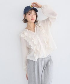 earth music&ecology フリルリボンブラウス
