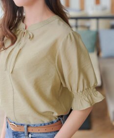 Tiaclasse 【洗える】シアーシャーリング2WAYブラウス