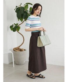 Green Parks 綿麻混バックルベルト付タイトスカート