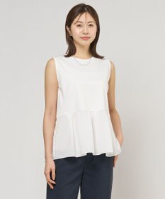 J.PRESS LADIES コットンスムース レイヤードフレア カットソー ホワイト系