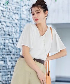 Tiaclasse 【洗える】シフォンフレアスリーブブラウス