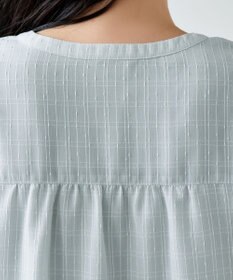 Tiaclasse L 【セットアップ対応】ドビーチェックタックパフ袖ブラウス