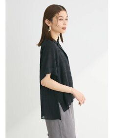 Green Parks シアーチェック開襟ブラウス