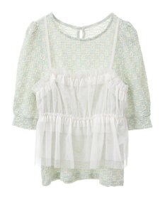 earth music&ecology ＳＥＴ２点フラワープルオーバー＋チュールビスチェ