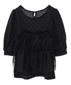 earth music&ecology ＳＥＴ２点フラワープルオーバー＋チュールビスチェ