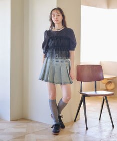 earth music&ecology ＳＥＴ２点フラワープルオーバー＋チュールビスチェ