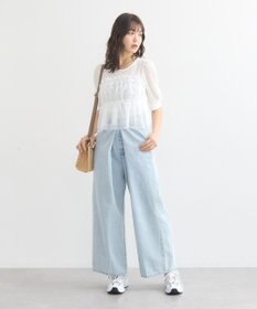 earth music&ecology ＳＥＴ２点フラワープルオーバー＋チュールビスチェ