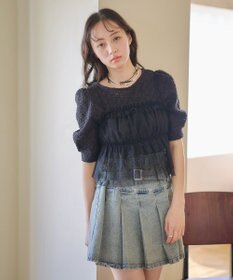 earth music&ecology ＳＥＴ２点フラワープルオーバー＋チュールビスチェ