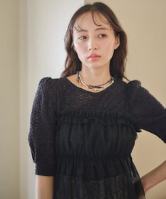 earth music&ecology ＳＥＴ２点フラワープルオーバー＋チュールビスチェ