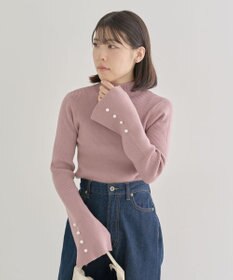 Green Parks ・ｓｗｉｎｇ　ｂｙ　袖パールボタンハイネックニット